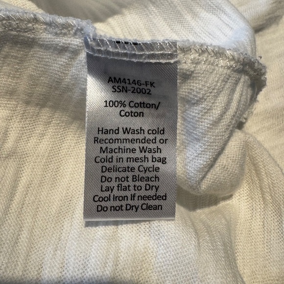 ATM Long Sleeve Destroyed Wash Crew in White Slub Jersey Knit Peru Medium - Picture 6 of 6